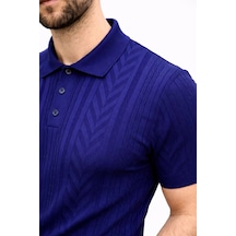 Barlashive Erkek Yazlık Triko Tişört Kısa Kol Polo Yaka Düğmeli T-shirt - Lacivert Çok Renkli
