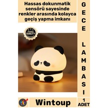 Gecelambası Bebek Çocuk Odası Led Estetik Panda Şekilli Renk Değiştirebilen Dokunmatik Gece Lambası