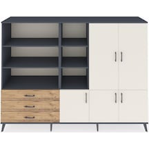 Hyperion Dolap 11 Raflı 3 Çekmeceli 5 Kapaklı 220x44x163 Antrasit Antrasit-aytaşı/çam