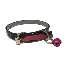 Pembe Siyah Alacalı Desenli Derili 1 CM Metal Kilit Tokalı Zilli