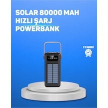 80000 Mah Yüksek Kapasiteli Powerbank Göstergeli Solar Şarj Cihazı Sarı