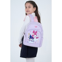 Açık Mor My Melody & Kuromi Figürlü Kız Çocuk Anaokulu Sırt Çantası Müzik Temalı Kreş Çantası Lila