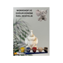 3d Fil-elephant Figür Boyama Seti - Kendin Boya Hobi Ve Etkinlik Seti - Akrilik Boya + 2 Fırça