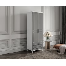 GuneyStore Gözde 2 Kapaklı Komple MDF Antrasit - Beyaz Gardırop