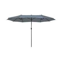 Sıbılla 460 Cm Çiftli Bahçe Şemsiyesi, Oval Gölgelik, Upf 30+, Alüminyum Gövde Gri