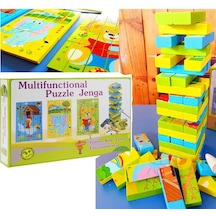 3'Lü Hayvan Figürlü Ahşap Jenga Puzzle Oyunu-Ahşap Domino Jenga
