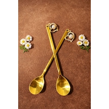 Latte Kaşığı Gold İnci Süsleme Altın Altın