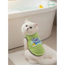 Yeşil Beni Yıka Baskılı Kedi Ve Köpek Kıyafeti Evcil Hayvan Tişörtü Elbisesi Xsmall/xs/beden 0
