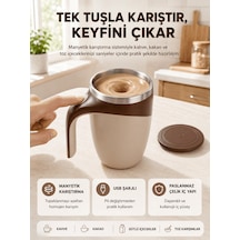Manyetik Karıştırıcı Kupa Usb Şarjlı Otomatik Karıştırma Çift Katmanlı Siyah