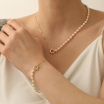 925 Ayar Gümüş Cream Tatlı Su İncisi Set-5.59mm