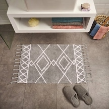 Soft Tufting Çiçekli Banyo Paspası - Gri - 60x90 Cm Çok renkli