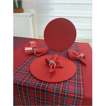 Sıvı Geçirmez Dertisiz Masa Örtüsü, Supla, Peçete, Runner , Kırmızı 14 Parça