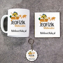 Jeofizik Mühendisi Hediye Seti Kupa Bardak+Altlık+Anahtarlık