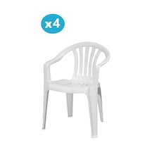 Omnipazar Mt-gf101 Carrera Plastik Bahçe Balkon Koltuk Sandalye 4'lü Set Beyaz