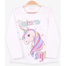 Breeze Kız Çocuk Uzun Kollu Tişört Unicorn 2-6 Yaş, Ekru Ekru