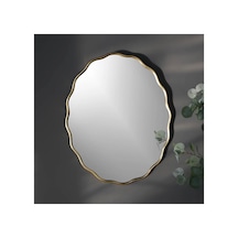 Tr Dalgalı Oval Duvar Dekor Aynasıkonsol Aynası/dekor Aynası Gold 60 X 90 Diğer