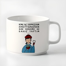 Duble Türk Kahvesi Fincanı & Espresso Kahve Motto Küçük Kupa 180 Ml Beyaz