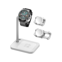 Aoduke Ajzj02s Google / Huawei / Garmin / Samsung Uyumlu Saat Şarj Cihazı Dock'u İçin Şarj Tabanı Standını İzle Beyaz