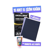 Skulldna Free-hand Dövme Transfer Kağıdı A4 15 Adet El Çizim Stencil Kağıdı + 30ml Jel Hediyedir