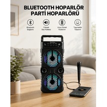 Ers Led Işıklı Kablosuz Bluetooth Hoparlör Yüksek Ses Güçlü Bas Performansı Taşınabilir Şarjlı