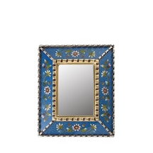 Pasabahce Mini Çiçekli Mavi Duvar Aynası 35x25 Cm 25x35 Cm - 1 Adet