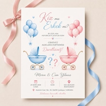 1000 Adet Ekonomik Baby Shower Davetiyesi Ve Zarf 028