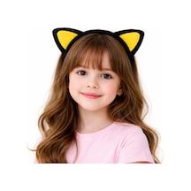 Peluş Kedi Kulak Taç Sarı Siyah Çocuk Parti Kostüm Tacı Çok Renkli
