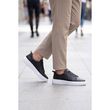 Ayakmod Siyah-beyaz Hakiki Deri Bağcıklı Kalın Rahat Tabanlı Erkek Casual Ayakkabı Sneaker 272303 SİYAH-BEYAZ