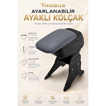 Trobus Renault Kangoo 1998-2021 Uyumlu Füme Ayaklı Sürgülü Kolçak Ayarlanabilir Yükseklikli
