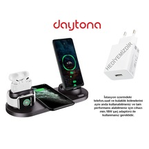 Daytona iOS Uyumlu Iwatch Airpods Iphone Samsung Kablosuz Şarj Standı (487219479)