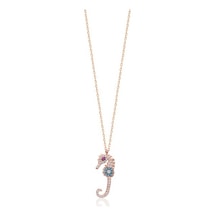 Zirkon Taşlı Rose Altın Kaplama Deniz Atı Gümüş Kolye Gold - Rose Gold - Gümüş