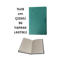 11x18 Cm 96 Yaprak Çizgili Suni Deri Lastikli Not Defteri Yeşil