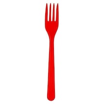25 Ad Plastik Kırmızı Çatal 18 Cm Kullan At Doğum Günü Parti