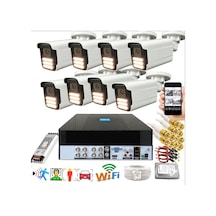 8 Li Araç İnsan Yüz Tanımalı Hareket Algılayan 5 Mp Lens 12 Warm Led Gece Renkli Kamera Seti 5915w-p