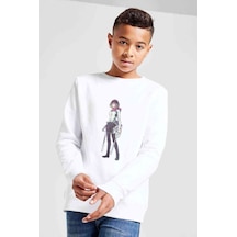Tshirthane Anime Attack On Titan Baskılı Unisex Çocuk Beyaz Sweatshirt (534756610) Beyaz