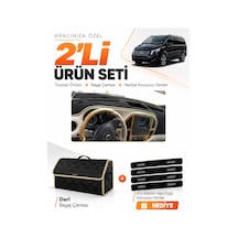 Mercedes Vito W447 2014-2021 Uyumlu Torpido Örtüsü + Deri Bagaj Çantası + Sticker Seti - Siyah Bej
