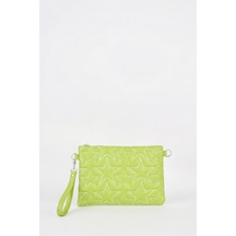Vivaq Kadın Neon Yeşil Yıldız Nakışlı Suni Deri Bilek Ve Zincir Askılı Portföy El Ve Clutch Çanta