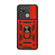 Realme C11 2021 Kılıf Pars Lens Yüzüklü Silikon - Kırmızı 0.2M-Çok Renkli