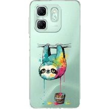 Infinix Smart 9 İle Uyumlu Splash Tembel Hayvan Tasarımlı Şeffaf Silikon Kılıf Şeffaf