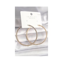 Pirinç Gold Renk Zirkon Taşlı Halka Model Kadın Küpe - Tj-bkp10015 Evimdeyokyok