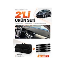 E-biz Kia Stonıc 2021-2025 Uyumlu Torpido Örtüsü + Tay Tüyü Bagaj Çantası Seti - Siyah - Kı024