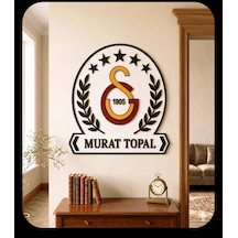 Galatasaray Logolu İsimli Ahşap Duvar Tablosu Kişiye Özel Kabartmalı Taraftar Salon Dekoru 6mm Mdf 40X40