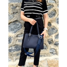 Just Polo Kadın Orijinal Yumuşak Deri Ayarlanabilir Askılı Lüks El & Omuz Çantası Shoulder Bag Lacivert
