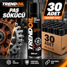Trendoil Pas Sökücü Sprey 500 Ml Metal Yüzey Pas Ve Kir Temizleyici Sprey Güçlü Formül 30'lu Paket 30 Adet