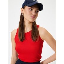 Koton Fitilli Basic Üst Yuvarlak Yaka Viskoz Kumaş Slim Fit Kırmızı 4sal30252ık Kırmızı