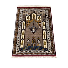 El Dokuma Sıfır Yahyalı Halısı Vizon Seccade 80x115 Yün Namazlık