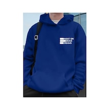 Medinenur Dreams Yazı Baskılı Kapüşonlu Sweatshirt Mavi