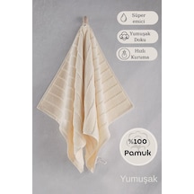Pamuk Tekli Havlu Jakarlı Karna Premıum Venna - 70 X 140 Krem