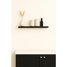 40 Cm Mat Siyah Mdf Uçan Duvar Rafı Gizli Bağlantı Kitaplık Ahşap