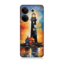 Tecno Camon 20 Pro 5g Uyumlu Alevli Ufukta Deniz Feneri Desenli Silikon Kılıf Çok Renkli